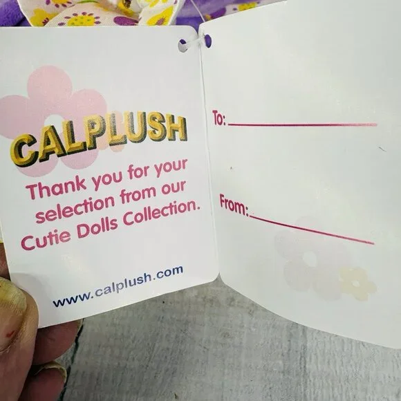 Large 24" Calplush CUTIE DOLLS Girl Purple Floral Butterfly Doll Plush W Tags - Picture 6 of 16